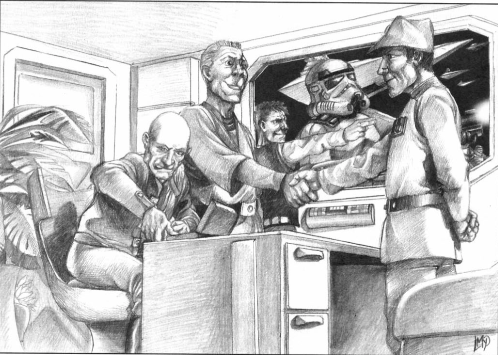 Stormtroopers and officers smiling